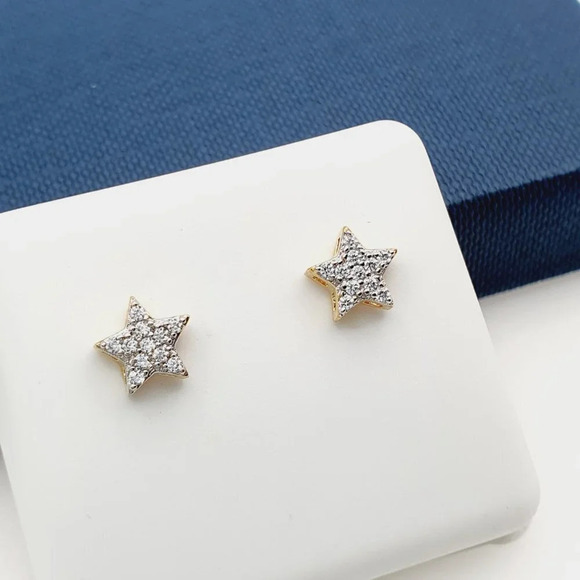 "14K Gold Plated Cubic Zircon Earrings, INUS1BR044 - Picture 3 of 9